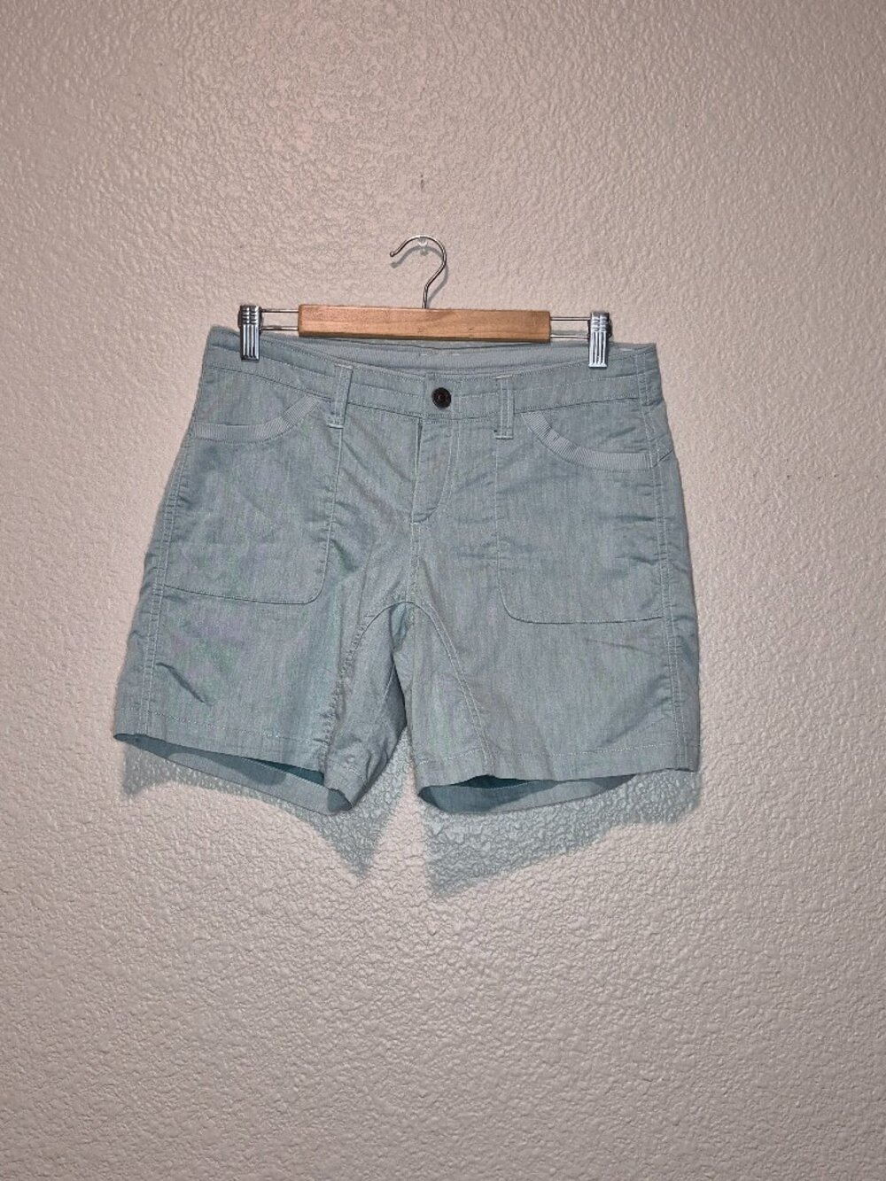 Kuhl Womens Cabo Shorts Light Green Cotton Linen Blend Hiking Hidden Drawsting 8